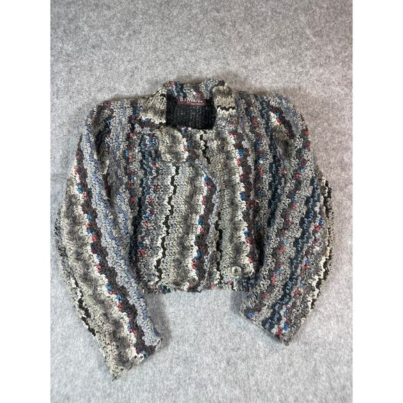 Vintage 80s Its Magic By Tony Garment Crop Sweater Womens S/M Geometric Crochet - Picture 1 of 7